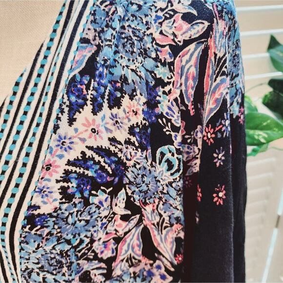 FREE PEOPLE BUTTERCUP CROP FLORAL STRIPE BLOUSE SIZE M - Picture 3 of 7